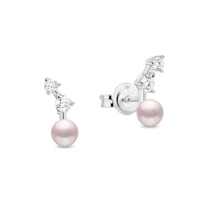 Cercei argint cu perle naturale roz pudra si cristale DiAmanti SK24225E_L-G (Argint 925‰ 0,8 g.)